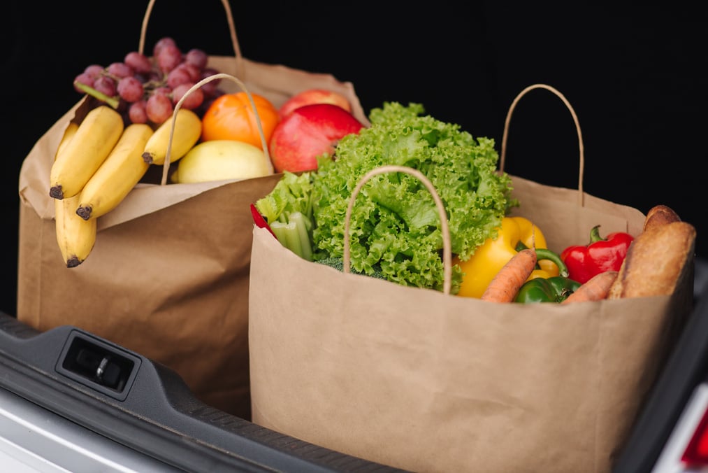 Groceries from a Supermarket in a Car Trunk